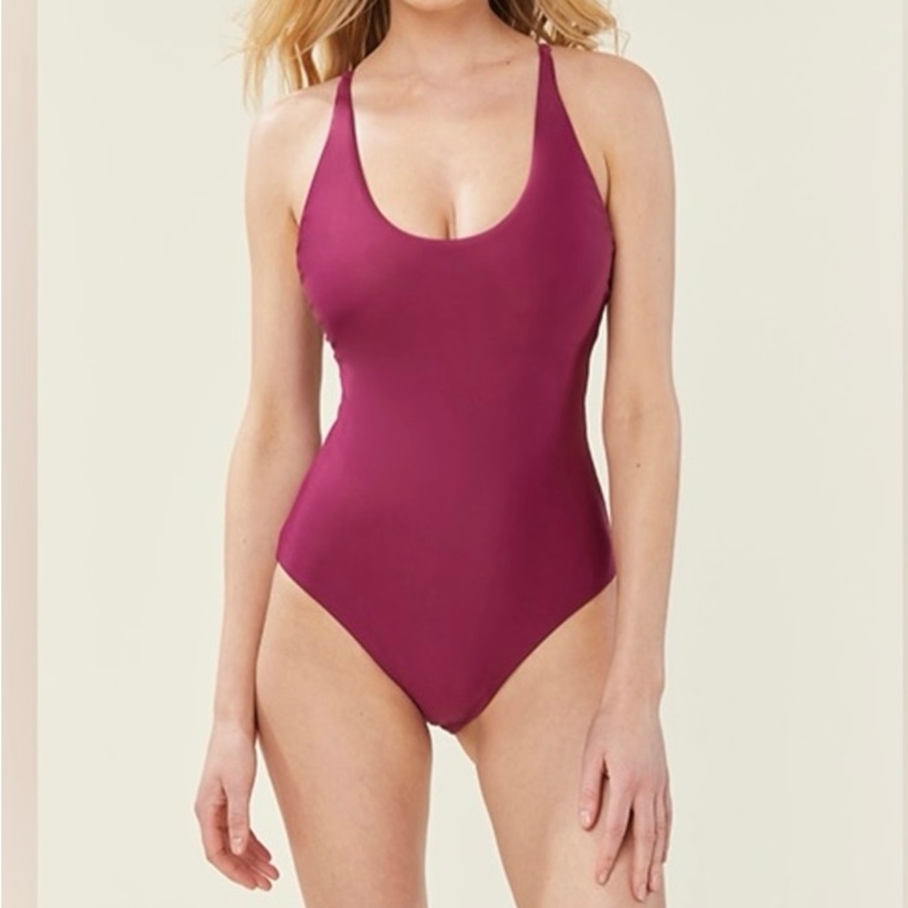 NEW Andie The Baia One Piece Swimsuit in Plum L